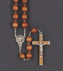 Oval Brown Wood Rosary" itemprop="image