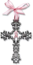 Pink Ribbon for Breast Cancer Awareness Cross Ornament" itemprop="image