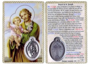 Prayer To St. Joseph Holy Cards with Medal" itemprop="image