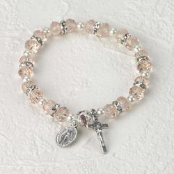 Rosary Crystal Bracelet- Rose- 12 mm. Min 4" itemprop="image