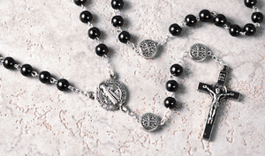 Rosary Hematite St. Benedict" itemprop="image