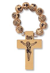 Rose and Cross Bead Rosary Ring" itemprop="image