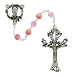 Rose Glass Dogwood Rosary 7MM" itemprop="image