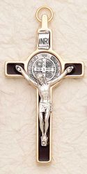 Saint Benedict Crucifix Brown/Gold Silver Corpus 3 inches" itemprop="image