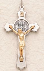 Saint Benedict Crucifix Silver/Gold Corpus (3 Inches)" itemprop="image