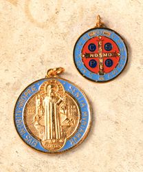 Saint Benedict Gold Oxidized Medal 2 inches" itemprop="image