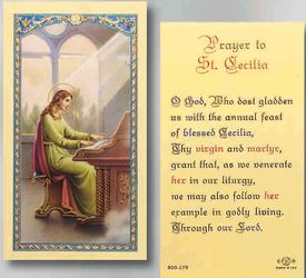 Saint Cecilia laminated Holy Card" itemprop="image