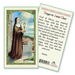 Saint Clare Prayer Laminated Holy Card" itemprop="image