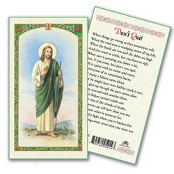 Saint Jude Dont Quit Laminated Holy Card" itemprop="image