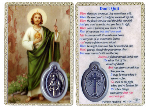 Saint Jude Dont Quite Holy Prayer Card with Medal | HolyFamilyOnline.com