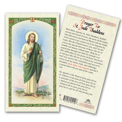 Saint Jude Thaddeus laminated Holy Card" itemprop="image