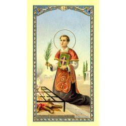 Saint Laurence Laminated Holy Card" itemprop="image