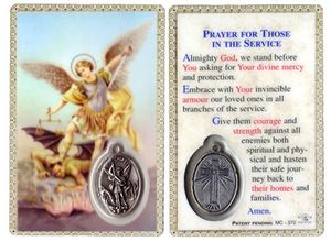 Saint Michael Prayer for Those in the Service Holy Card with Medal" itemprop="image