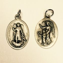 Saint Raphael & Guadian angel Oxidized Medal" itemprop="image