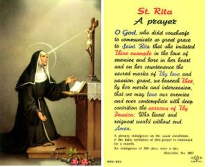 Saint Rita laminated Wallet Sized Holy Card" itemprop="image