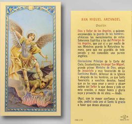 San Miguel Arcangel Spanish Laminated Holy Card" itemprop="image