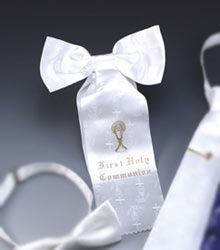 Satin First Communion Arm Bow With Chalices" itemprop="image