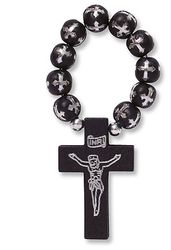 Silver Cross Bead Rosary Ring" itemprop="image