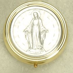 Silver Plated Pyx with Lady of Miraculous." itemprop="image