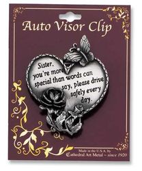 Sister Heart With Rose Auto Visor Clip" itemprop="image