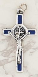 Small St. Benedict Crucifix in Blue & Silver 1 1/2 inch" itemprop="image