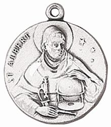 ST. ALBERT Sterling Silver Medal Pendant on Stainless Steel Chain" itemprop="image