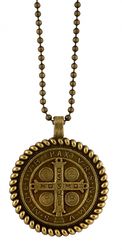 St. Benedict Antique Gold Rope Border Pendant" itemprop="image