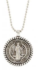 St. Benedict Antique Silver Rope Border Pendant" itemprop="image