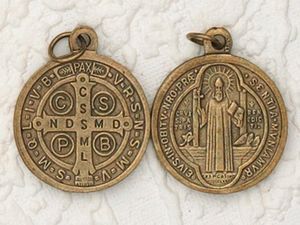 St. Benedict Brass Oxidized Medal" itemprop="image