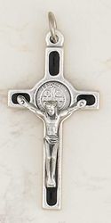 St. Benedict Cross Black Silver Small Crucifix 1 1/2 inch" itemprop="image