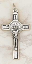 St. Benedict Cross - Silver / Black Small Crucifix 1 1/2 inch" itemprop="image