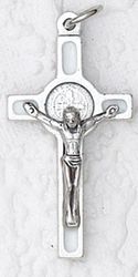 St. Benedict Cross White/Silver Small Crucifix 1 1/2 inch" itemprop="image