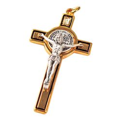 St Benedict Crucifix Gold Black 3 in" itemprop="image