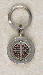 St. Benedict Medal Brown Revolving Key Ring" itemprop="image