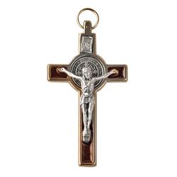 St Benedict Pendant Silver Brown" itemprop="image