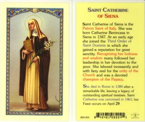 St. Catherine of Siena Laminated Holy Card" itemprop="image