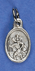 St. Christopher Oxidized Medal Charm 1/2 inch" itemprop="image