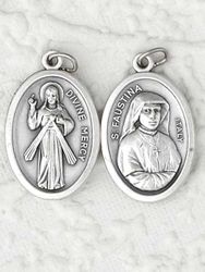 St. Faustina Divine Mercy Oxidized Medal 1 inch" itemprop="image