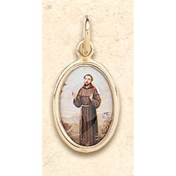 St.francis of Assisi Gold Pendant" itemprop="image