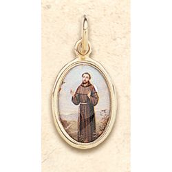 St.francis of Assisi Gold Pendant" itemprop="image