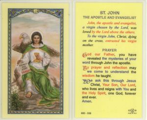 St. John The Apostle and Evangelist Holy Card" itemprop="image