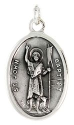 St. John the Baptist Silver Oxidized Medal" itemprop="image