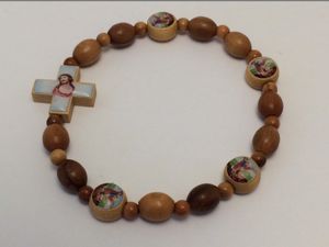 St. Michael Wood Stretch Rosary Bracelet" itemprop="image