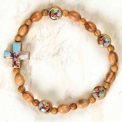 St. Michael Wood Stretch Rosary Bracelet" itemprop="image