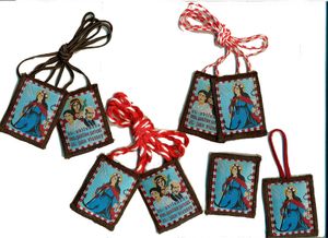 St. Philomena Red / White Cord Scapulars" itemprop="image