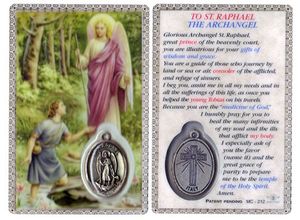 St. Raphael The Archangel Holy Cards with Medal" itemprop="image