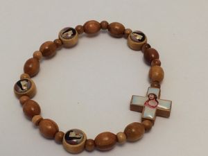 St. Rita Wood Stretch Rosary Bracelet" itemprop="image