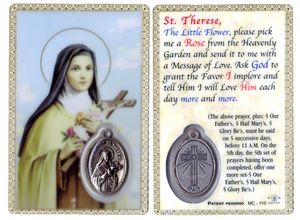 St. Therese Holy Card with Medal" itemprop="image