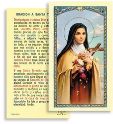 St Therese Little Flower Spanish Laminated Holy Card" itemprop="image