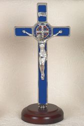 Standing Blue Enamel Crucifix 8 in" itemprop="image